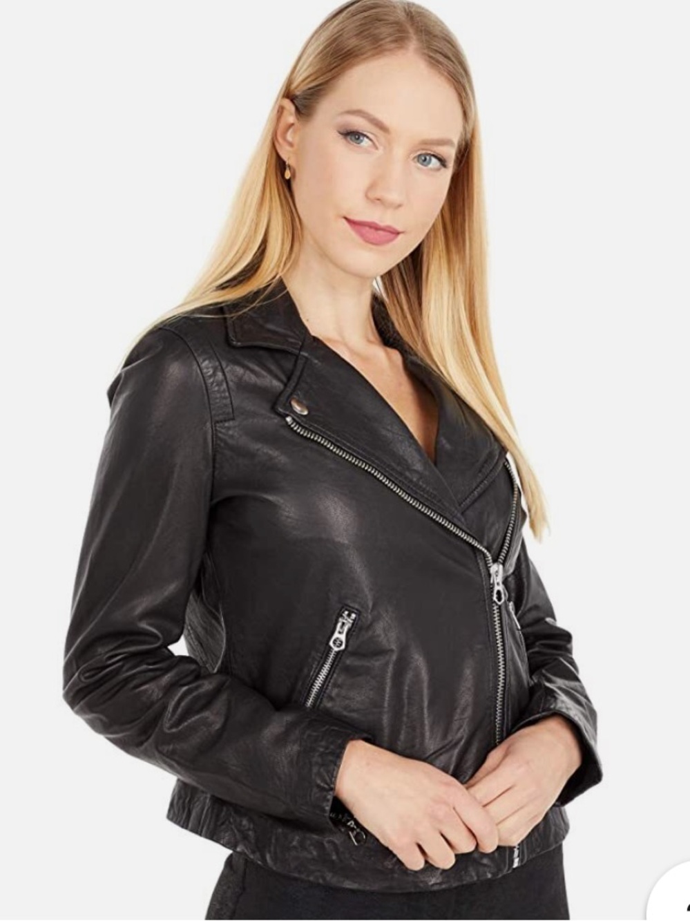 Madewell Washed Leather Motorcycle Jacket in black- size S